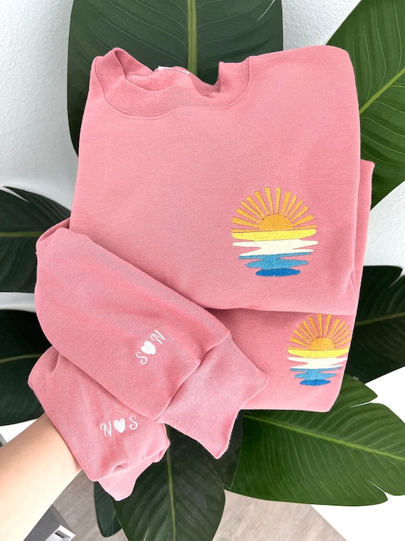 Custom Logo Embroidery Sweatshirt Center Body And or Sleeve Embroidered Sweatshirt Personalized Anniversary Gift Couple Sweatshirt Etsy