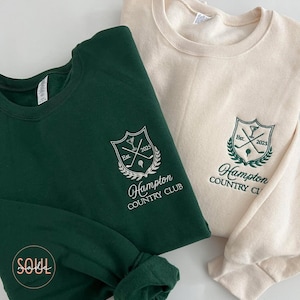 Custom Embroidered Golf Club Bachelorette Sweatshirt, Bridal Shower Gift, Left Pocket Embroidery, Golf Club Gift, Country Club Aesthetic