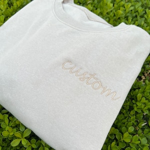 Custom Embroidery Sweatshirt, Center Body and/or Sleeve Embroidered Sweatshirt, Personalized Anniversary Gift, Couple Sweatshirt