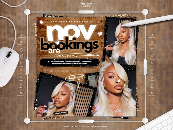 November Booking Flyer | Fall Salon Appointments Canva Template (Digital)