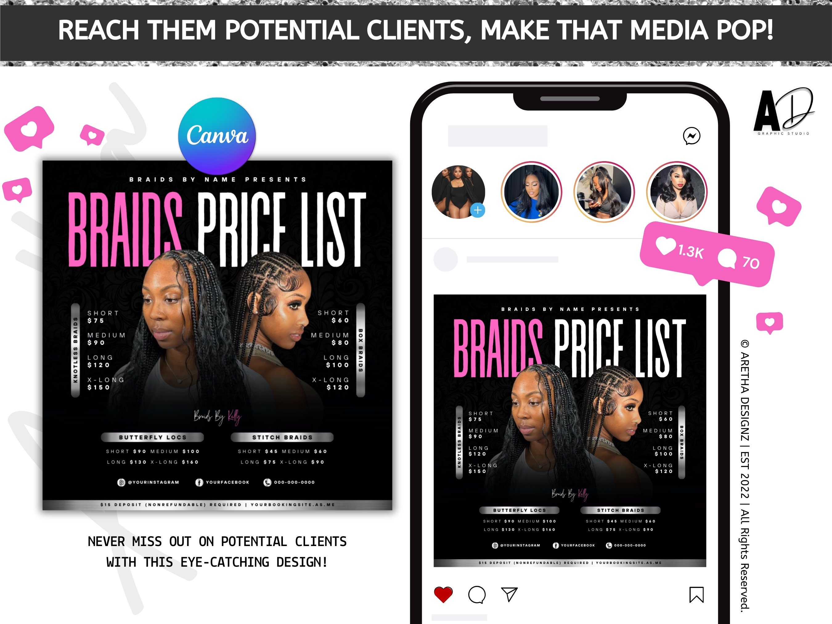 DIY Braids Price List Template Braid Sale Braid Deals Beauty Salon DIY Braids Price List Template Braid Sale Braid Deals Beauty Salon