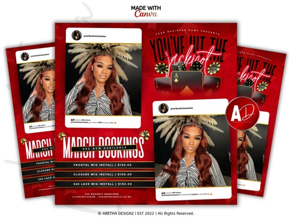 March Booking Flyer | March Install Flyer, MUA, Braid, Lash, March Madness, St. Patricks Day, Casino, Premade Business Flyer, Edit In Canva