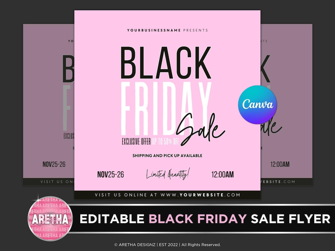 Editable Black Friday Sale Flyer Minimalistic Pre Made Etsy UK