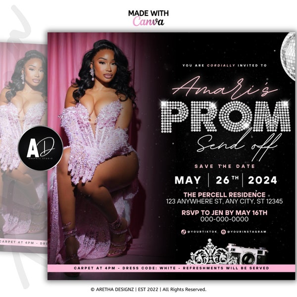 Editable Prom Send Off Flyer | Prom Invitation Flyer, Prom Event Flyer, Prom Flyer, Party Invitation Template, Premade Flyer, Edit in Canva