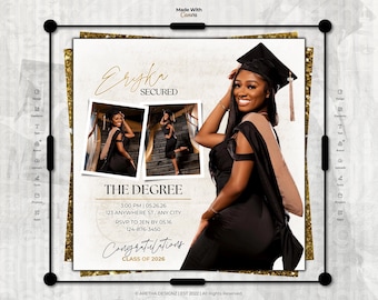 Editable Graduation Invitation Flyer: Class of 2026 (Canva Template)