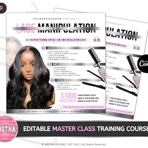 Editable 1 on 1 Wig Masterclass Flyer Template | Group Class Flyer, Lace Course, Training Flyer, Pre Made Business Flyer, Edit in Canva