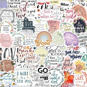 50 stickers religieux inspirés de la foi, versets de la Bible, citations inspirantes, sticker chrétien pour journaux et ordinateurs portables, stickers Dieu est bon