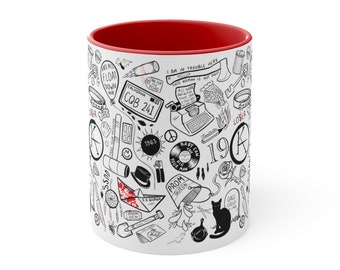 Black and white Stephen King Doodle collage Mug 11oz