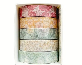 Paquete de 5 cintas decorativas/washi con temática primaveral 1