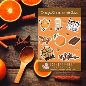 Feuilles d'autocollants parfumés à l'orange, à la cannelle et au clou de girofle