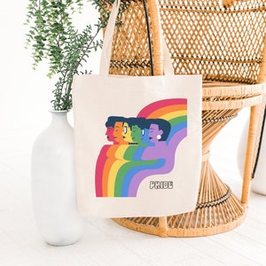 Rainbow Pride Tote Bag LGBTQ Gay Lesbica Bisessuale Trans Queer Flag 100% Cotton Shopping Bag
