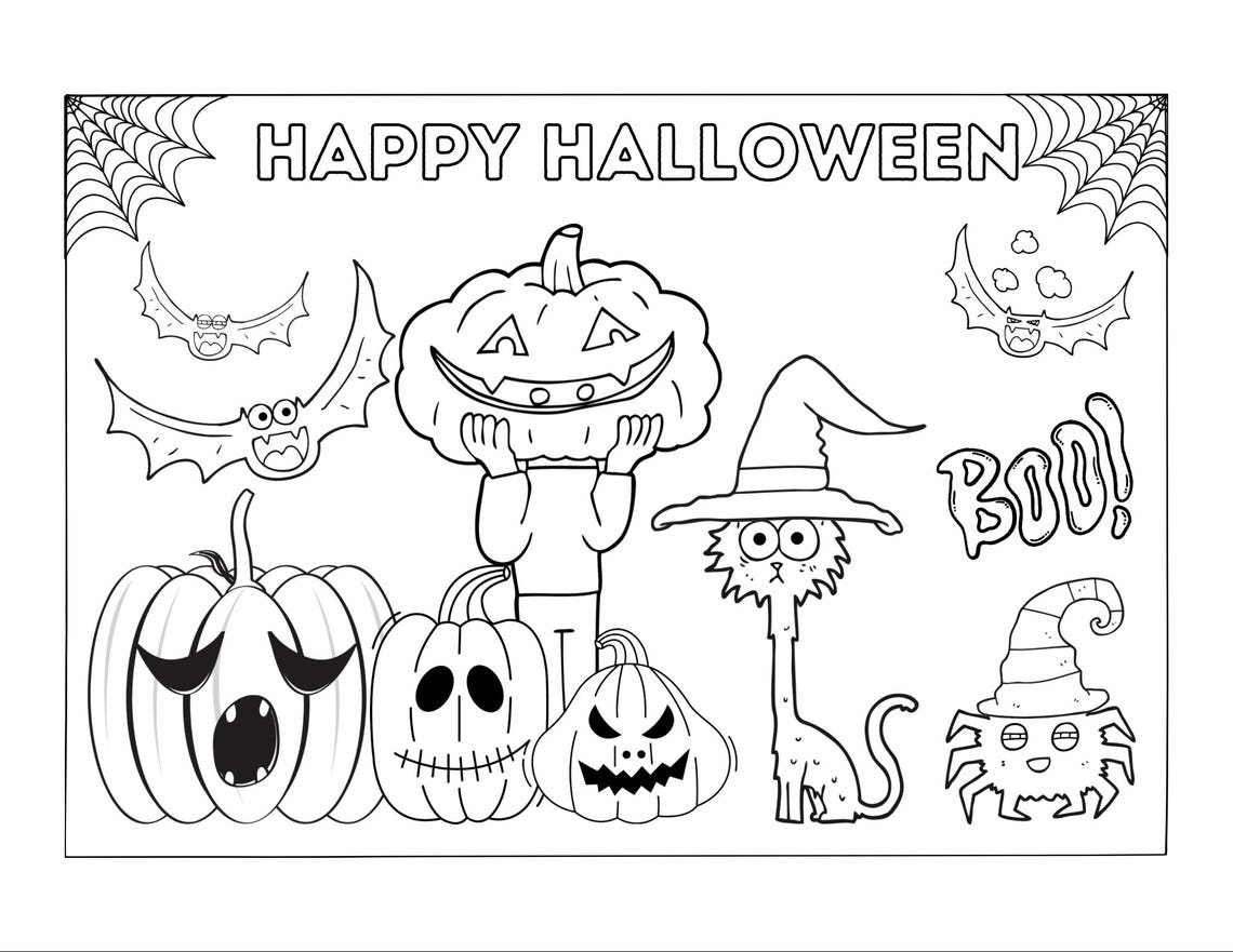 Halloween Coloring Page - Etsy