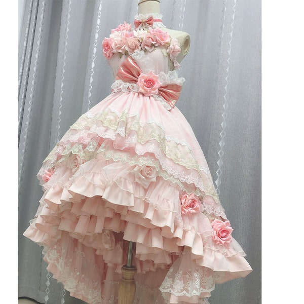 Lolita Princess Floral Pink Dress