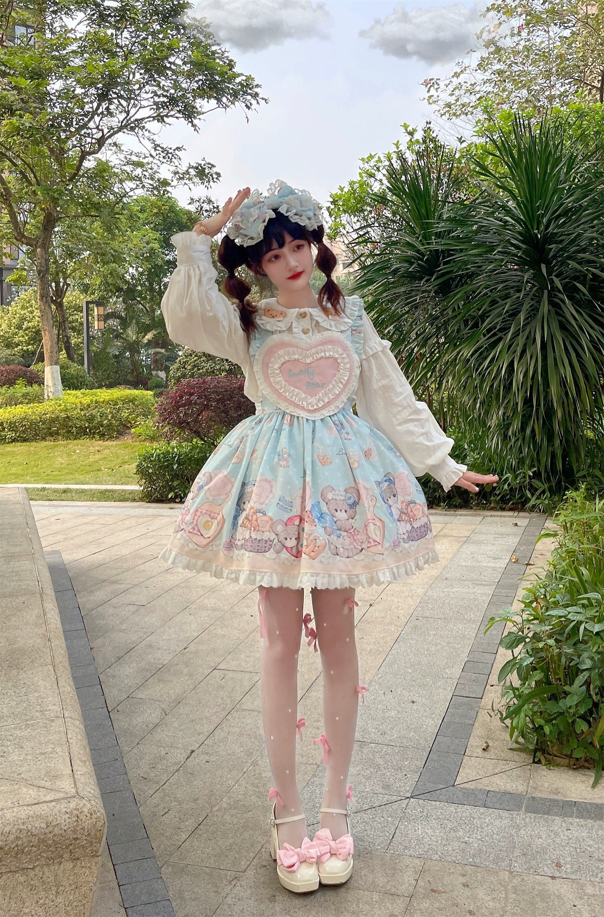 Chiffon Ruffle Lolita Sexy Cosplay Costume Neko Keyhole Bra Briefs Lingerie  Set