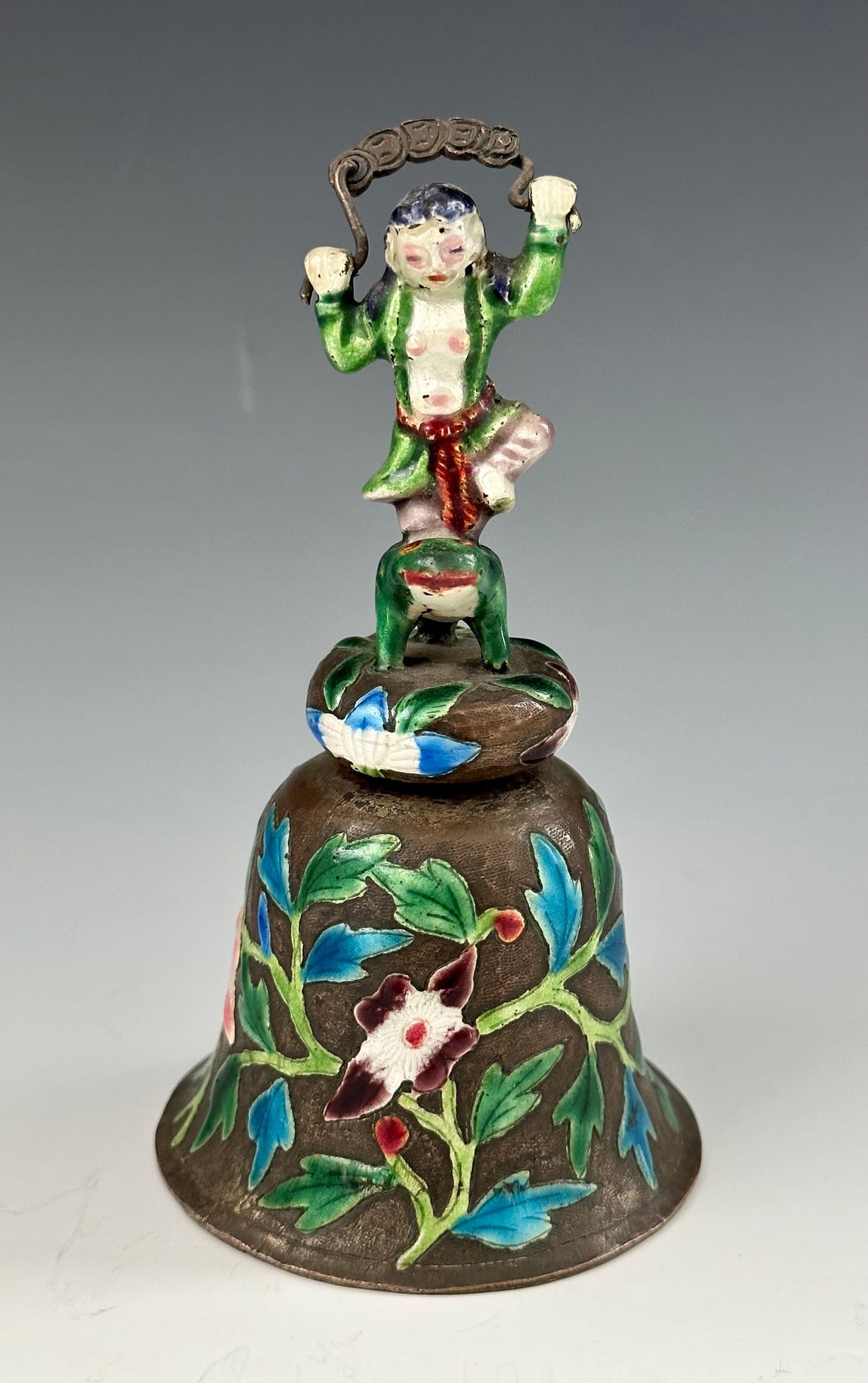 Antique Chinese Handmade Colorful Floral Enamel Figural Ring Bell - Etsy