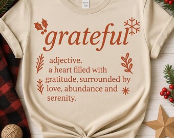 Grateful Christmas Definition PNG – Holiday Sublimation Design (Digital Download)