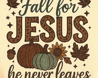 Fall For Jesus PNG, Christian Autumn Design (Digital Download)