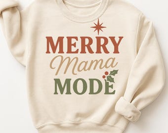 Merry Mama Mode PNG, Christmas Mom Shirt Design (300 DPI)