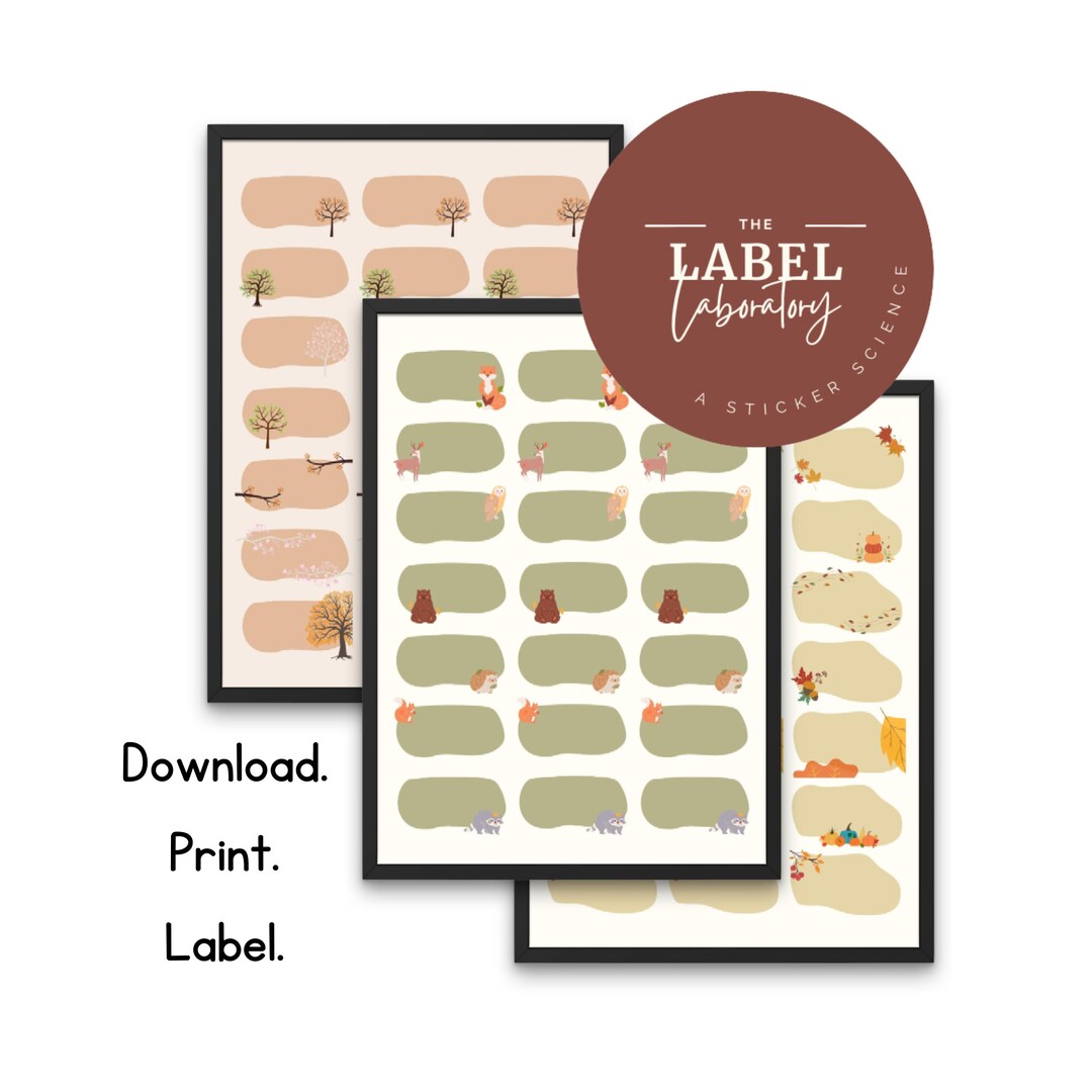 Fall Book Label A4 Printable 21 Fall Autumn Animal Labels Bundle Blank Download 3 ...