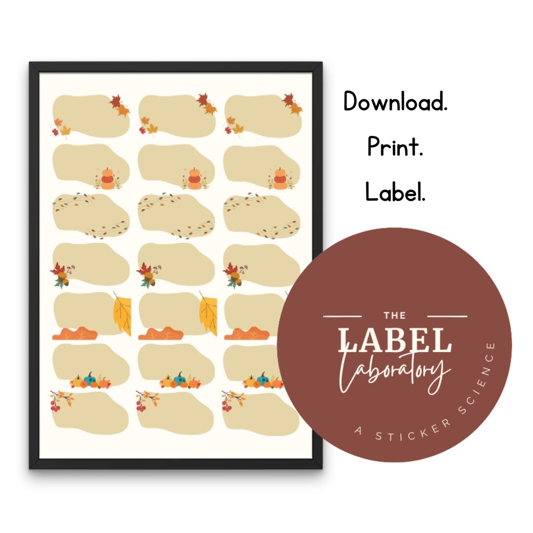 Fall Book Label A4 Printable 21 Fall Autumn Labels Blank Download - Etsy