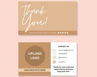 Customizable Thank You Card Template - Digital Printable Editable Cards For Customer Purchase - Choose your own colors and fonts