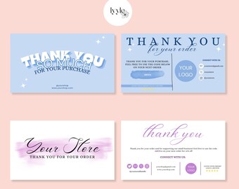 Bundle of 2 - Customizable Business Card and Thank you Card Template - Digital Printable Editable Cards, Choose your own colors and fonts