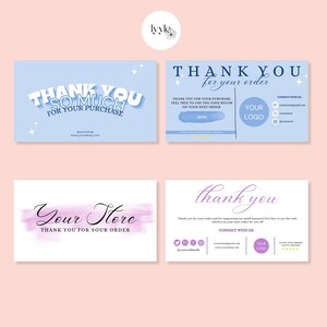 Bundle of 2 - Customisable Business Card and Thank you Card Template - Digital Printable Editable Cards, Choose your own colours and fonts