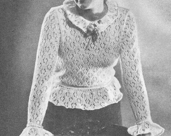 Cotton Ruffles jumper - Vintage Knitting Digital PDF Pattern 1937