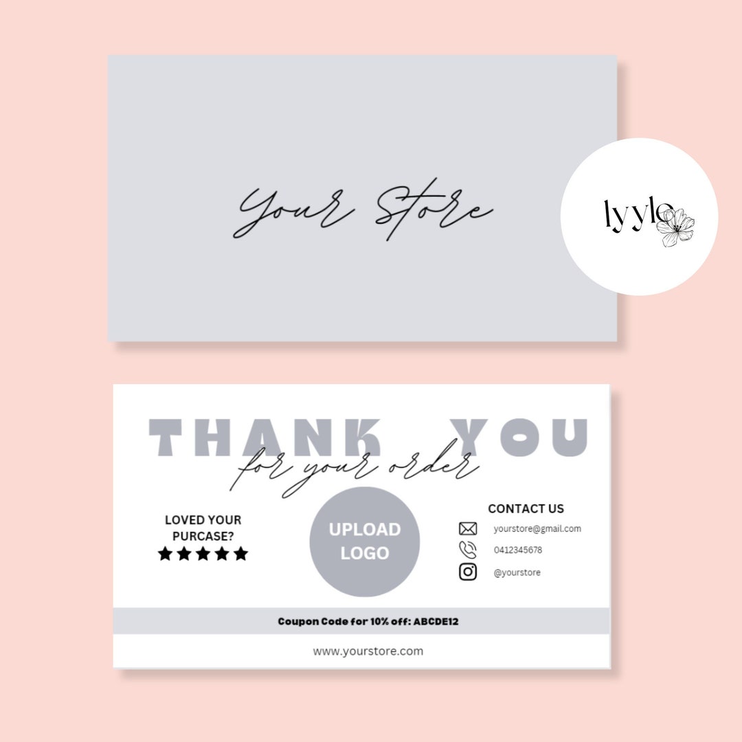 Customizable Thank You Card Template - Digital Printable Editable Cards ...