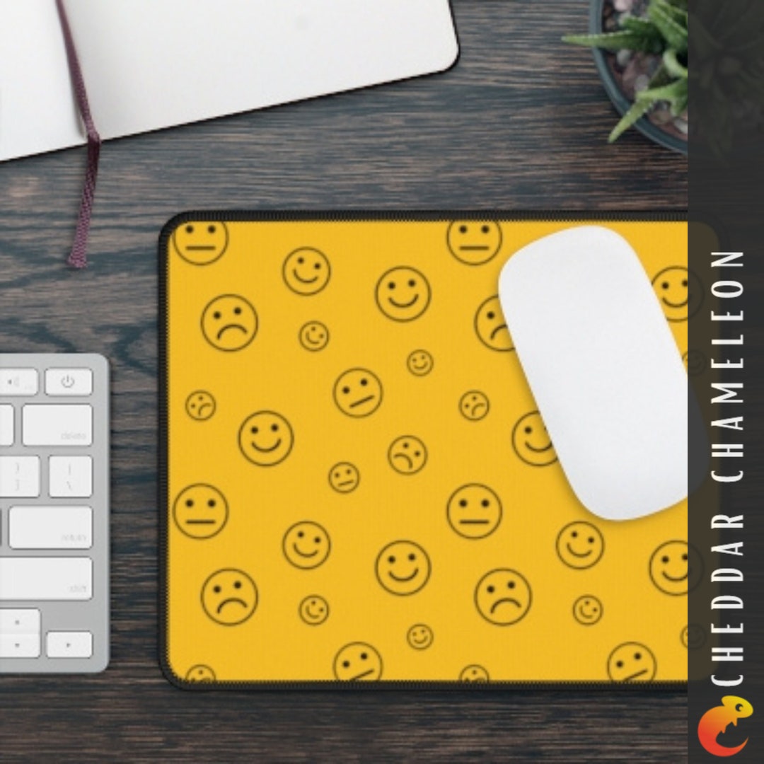 Yellow Emoji Mouse Pad Smiley Face Mouse Pad Gamer Gifts Etsy