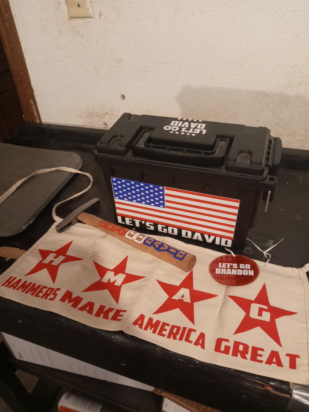 American Flag Freedom Box With Freedom Apron, Freedom Hammer & Let's Go ...