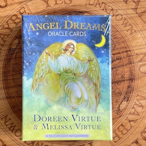 Cartes Oracle Angel Dreams par Doreen Virtue, guide de jeu de 55 cartes et boîte d'origine, jeu de tarot vintage cartes de tarot rares épuisé tarot