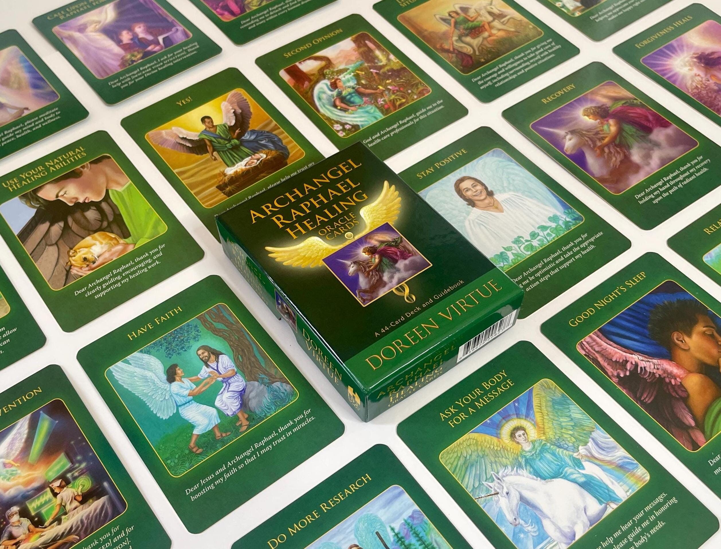 Archangel Raphael Healing Oracle Cards Doreen Virtue, Sealed, 44 Card Tarot Deck & Guidebook, Rare Tarot Cards Out Of Print Oracle