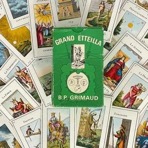 Cartas de tarô dos ciganos egípcios Grand Etteilla BP Grimaud edição 1960 França cartas de tarô raras cartas de tarô vintage tarô fora de catálogo