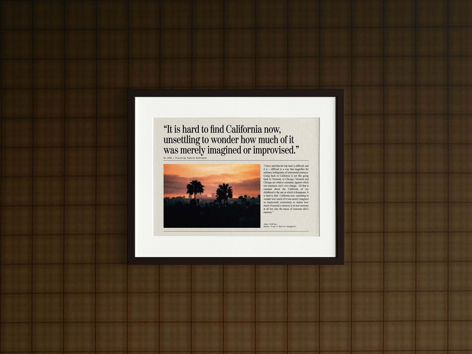 Joan Didion Notes From A Native Daughter Joan Didion Poster Retro Los Angeles Poster Writer Wall Art - Etsy