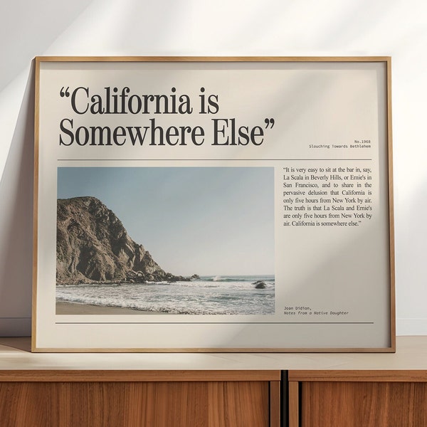 Cartel de Joan Didion Impresión retro de California Póster costero de California