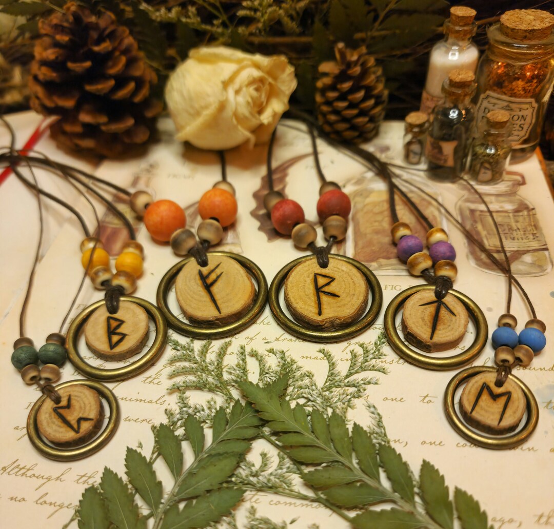 Custom Colored Ring Rune Pendant | Necklace - Etsy