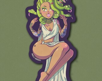 Tattooed Medusa Sticker: Pin-Up Greek Mythology Art
