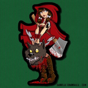 Red Riding Hood Sticker: Twisted Fairytale Horror Art