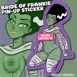 Bride of Frankenstein Sticker: Risque Pin-Up Horror Art