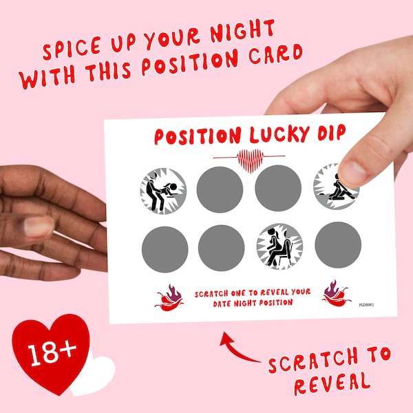 Position Lucky Dip Card | Date Night Card | Adult Scratch Card | Valentines Day Scratch Card | Spicy Gift for Him