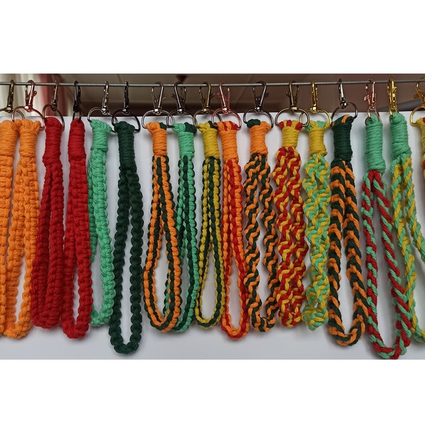 Get a one-of-a-kind custom macrame keychain wristlet that's both stylish and functional. Perfect to accessorize any key chain collection