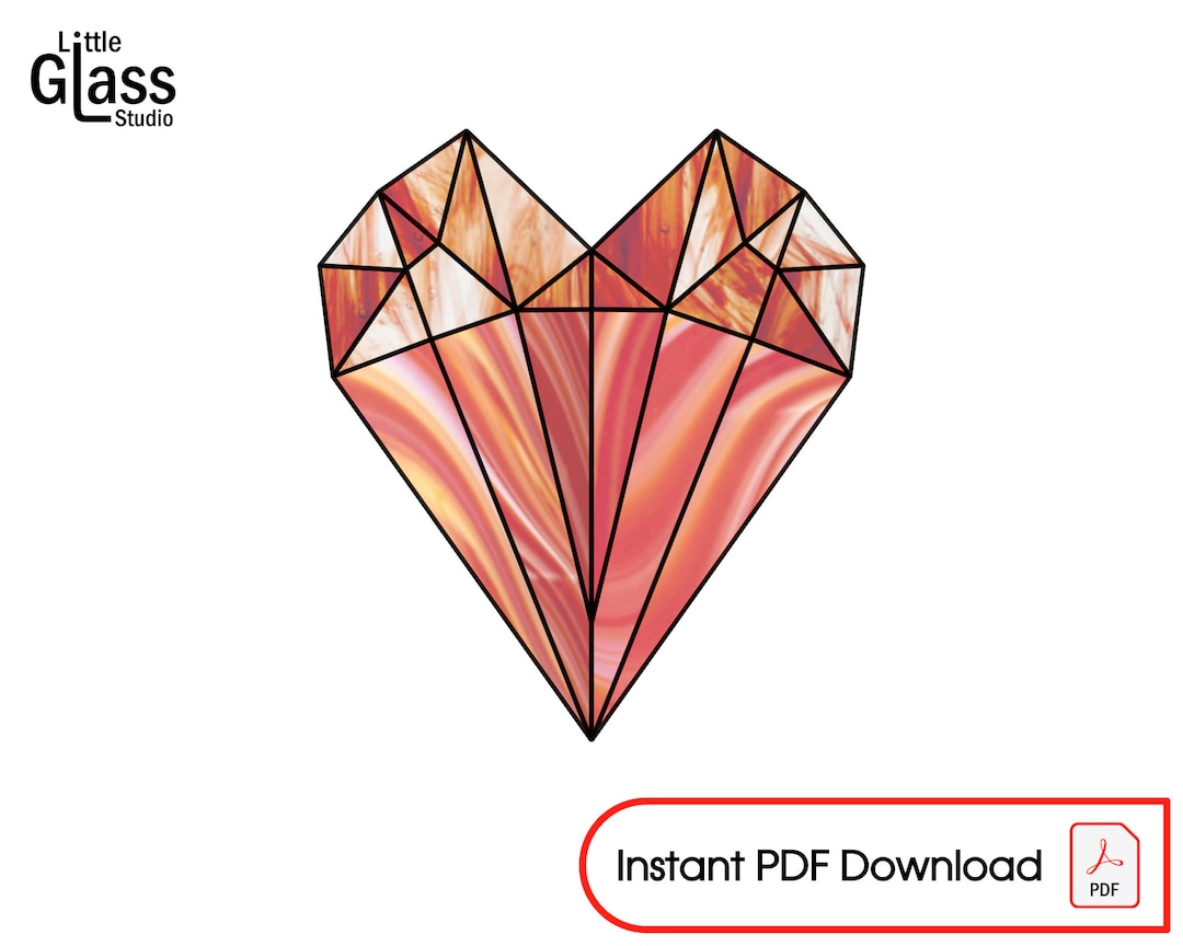 Stained Glass Heart Crystal Pattern: Copper Foil Method (PDF File) - Etsy
