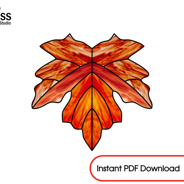 Stained Glass Pattern - Fall Maple Leaf | Instant Download | Digital Download: Hobby License | PDF file | Instant Access