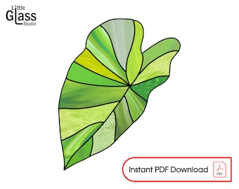 Stained Glass Alocasia Leaf Pattern: DIY Craft (PDF file)
