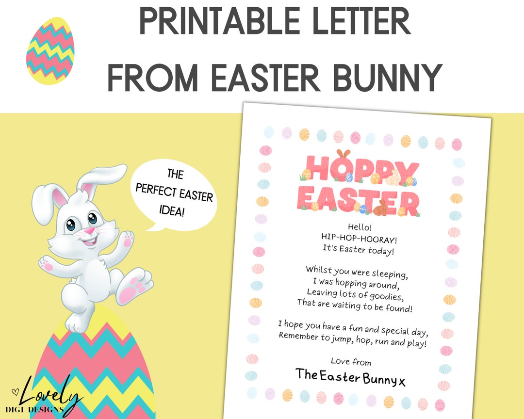 Printable Letter From Easter Bunny Easter Bunny Letter Hoppy Etsy Ireland
