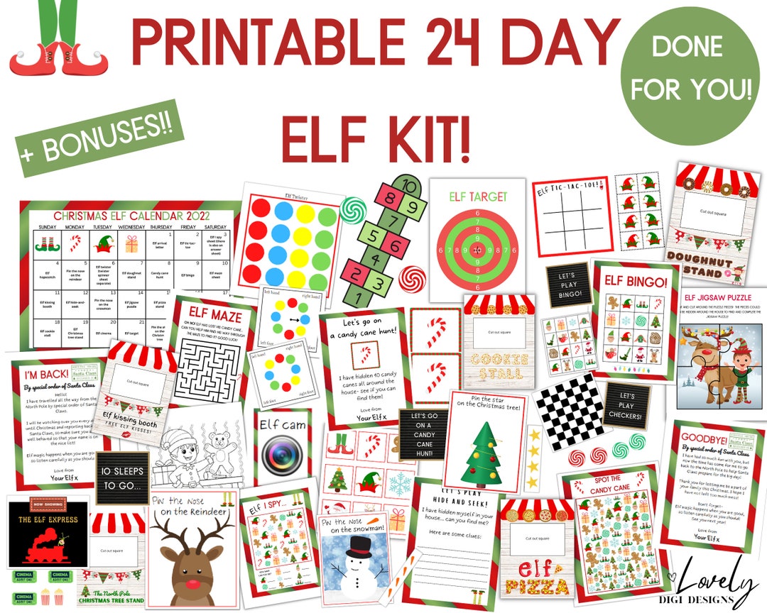 Printable 24 Day Elf Kit Elf Bundle Elf on Shelf Elf Ideas Etsy UK