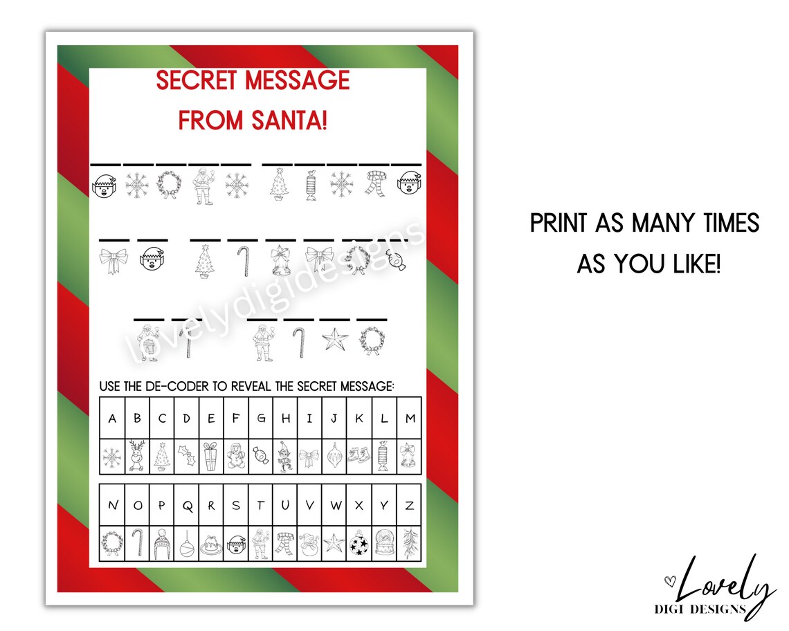 Printable Secret Messages From Santa Christmas Crack the Etsy