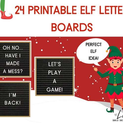 Elf Letter Boards Printable Template Editable Props Etsy