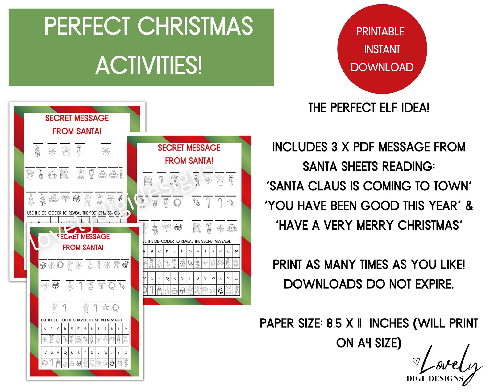 Printable Secret Messages From Santa Christmas Crack the Etsy